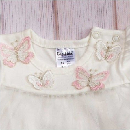 Боді-сукня "Метелики" рожеві (інтерлок молочний)