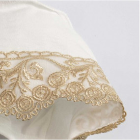 Чепчик Гілочка 3857 молочний з золотом (кулір), зовнішні шви 2
