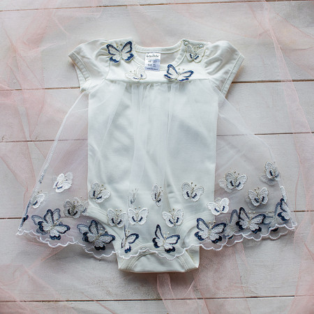 Боді-сукня "Метелики" сині (інтерлок молочний)