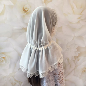 Палантин "Хрестильна скринька" дитячий (шифон), молочний 60х90 2