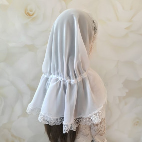 Палантин "Хрестильна скринька" дитячий (шифон), білий 60х90 см 2