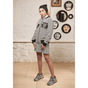 Спідниця ЧАРА чорно-біла клітинка (щільний трикотаж жаккард) 2