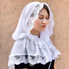 Палантин "Світлинка" дорослий (шифон), білий 80х120 см 2