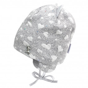 Демі шапка 21341 сірий (структурний трикотаж) на зав`язках 2