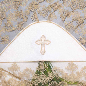 Крижма махрова 5127 "Спаси и Сохрани" (шампань/кава), 80 х 80 см 2
