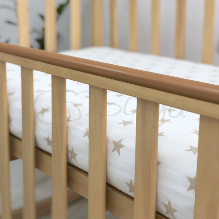 Простынь на резинке "Звезда" беж на белом (поплин) 60х120см