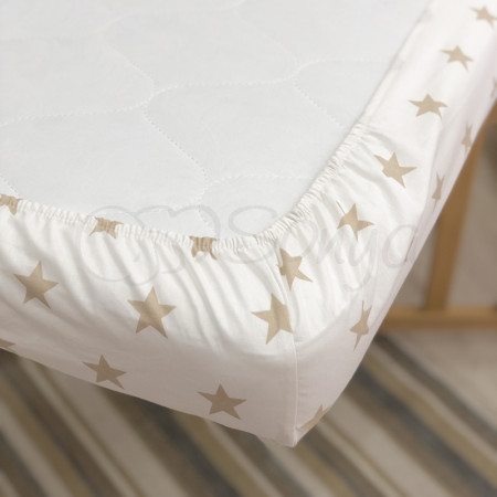 Простирадло на резинці "Зірка" беж на білому (поплін) 60х120см