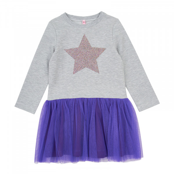 Платье STAR серый-фиолет (двухнитка/еврофатин)