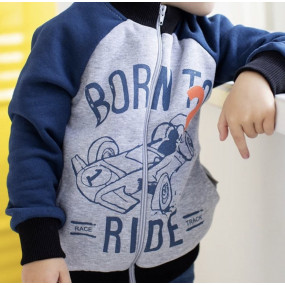 Бомбер КФ-573 МАШИНА (начос) меланж/синій 2