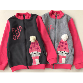 Бомбер КФ-569 Кішка в шапці (начос) рожевий/меланж 2