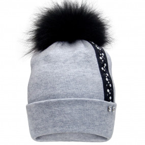 Шапка зима 21402/1 сіра (преміум) подвійна, хутро єнот 2