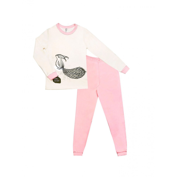 Пижама "Сквирики-2" молоко/розовый (интерлок-софт)