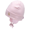 Деми шапка 213471 розовая (двойной трикотаж) завязки