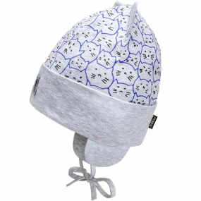 Демі шапка 21314 сірий (подвійна з вушками) зав`язки 2