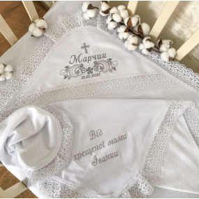 Крижма іменна "Сонечко-5" (махра) - ім`я, дата під замовлення 2