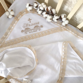 Крижма іменна "Чарівна Світлинка-2" (махра) - ім`я, дата під 2