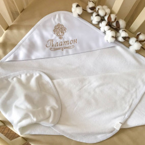 Крижма іменна "Небесні голубки" (махра) - ім`я, дата під 2