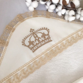 Крижма "Корона М" молочна/кава махра, 75 на 80 см 2