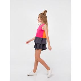 Шорти-спідниця 112356 графіт "Рожевий цитрус" 2