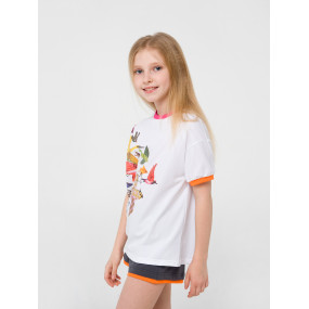 Футболка 110642 біла "Рожевий цитрус" 2
