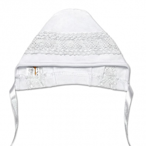 Чепчик святковий "Натхнення" (білий), лляне мереживо 2