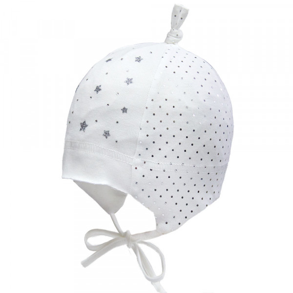 Деми шапка 20233 экрю (премиум) завязки, стразы