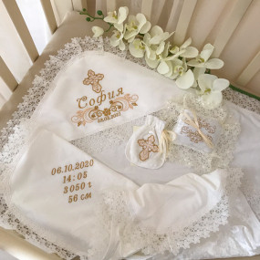 Мішечок для локону "Талісман янгола" інтерлок (молочний/кава) 2