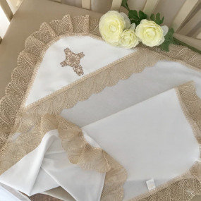 Крижма "Ніжність перлин" молочна/кава (інтерлок) 75х100 см 2