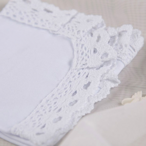 Серветка хрестильна "Чарівний янгол", білий інтерлок/лляне 2