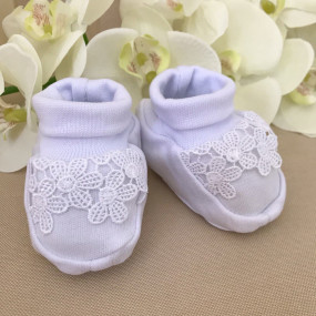 Пінетки "Ажурні квіти" білий 2