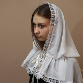 Палантин "Чарівна Світлинка" молочний (шифон), дорослий 80х120 2