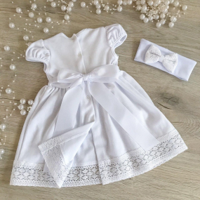 Сукня для хрещення "Аріна-2" к.р. з пов`язкою (інтерлок), біла 2