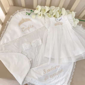 Сукня "Софія" з пов`язкою (кнопочки по спинці), молочний 2