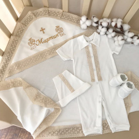 Чоловічок "Тимофій-4" к.р. молочний (інтерлок) шапочка, пінетки 2