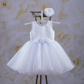 Сукня "Емілія" з вишивкою, пов`язка (атлас, фатин) білий