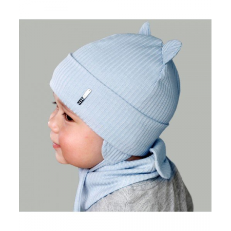 Комплект Кондрат голубой (деми) - шапка с манишкой