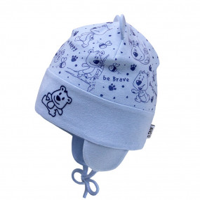 Демі шапка 21710 блакитна (подвійна з вушками) зав`язки 2