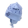 Демі шапка 21710 блакитна (подвійна з вушками) зав`язки