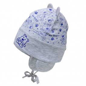 Демі шапка 21710 сіра (подвійна з вушками) зав`язки 2