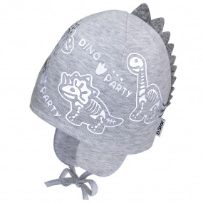 Демі шапка 21749 сірий (світловідбиваючий принт) зав`язки 2