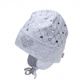 Демі шапка 21703 сіра (подвійна, стрази) зав`язки 2