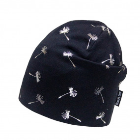 Демі шапка 21709 чорна (подвійний трикотаж), кульбабки 2