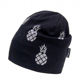 Демі шапка 21707 чорна (подвійний трикотаж), ананаси 2