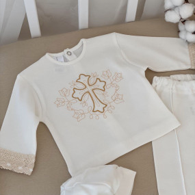 Костюм "Чарівний янгол" д.р. для хрещення хлопчика, молочний 2