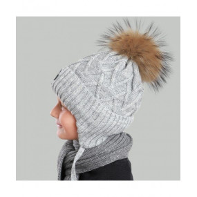 Шапка ГАСТОН сірий (зима), хутро єнот 2