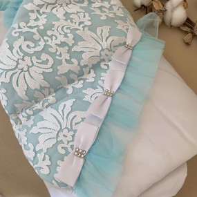 Конверт-ковдра Сяйво атлас-гіпюр (зимовий), біло-блакитний 80 х 2