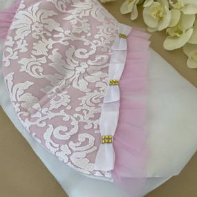 Конверт-ковдра Сяйво атлас-гіпюр (зимовий), біло-рожевий 80 х 2