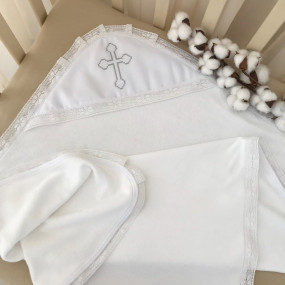 Крижма "Янгол М" біла махра, 80 на 90 см