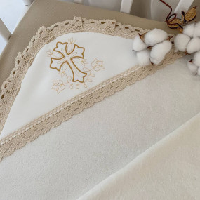 Крижма "Чарівний янгол М" молочна махра, 80 на 90 см 2