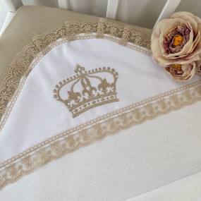 Крижма "Корона М" біла/кава махра, 75 на 80 см 2